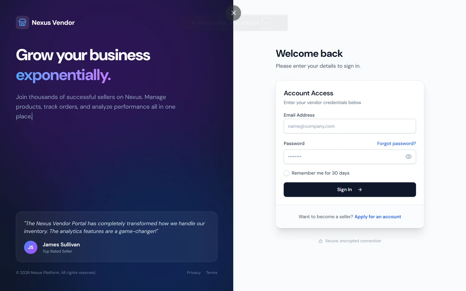 Vendor Dashboard screenshot 0